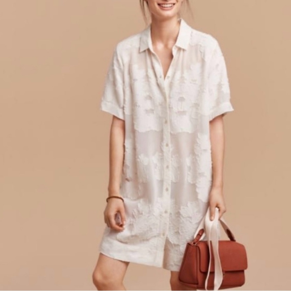Wilfred White Floral Button-Up Shirt Dress